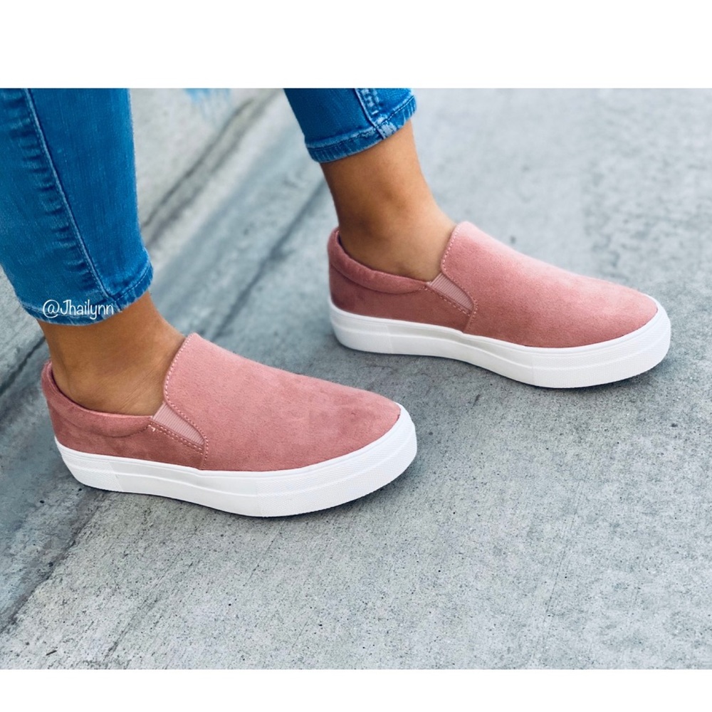 Mauve Soft micro suede slip on sneaker - Picture 3 of 10